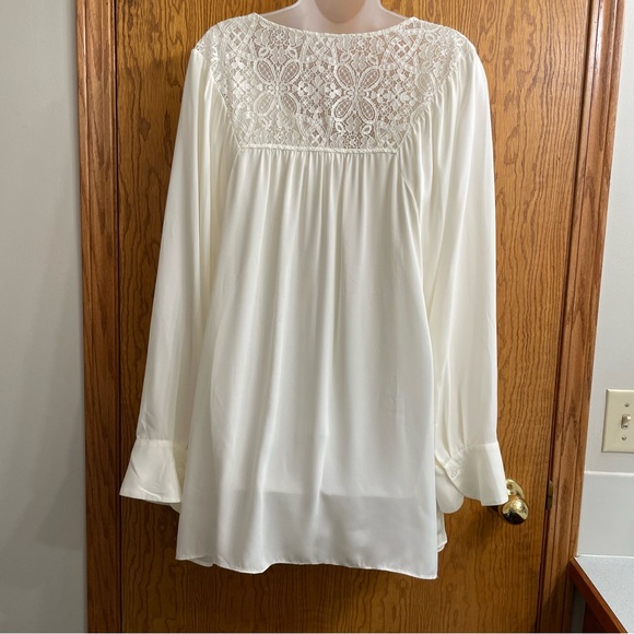 NWT - A MTL 1980 Women’s Long Sleeve Cowl Neck Lace Back White Top Size 3X - Picture 17 of 17